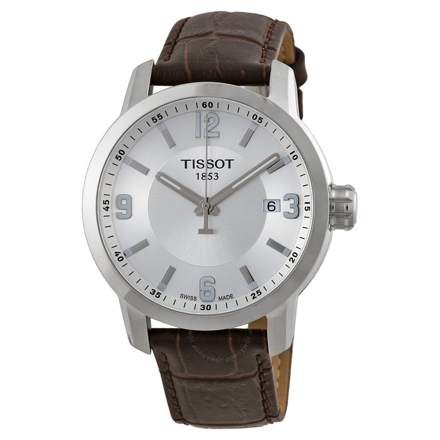 Tissot PRC 200 Quartz Silver Dial Brown Leather Men's Watch T0554101603700 - Dawson Watches