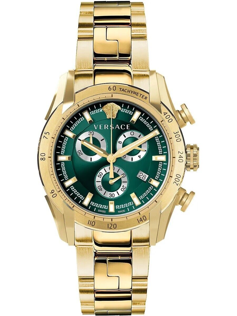 Versace V-Ray Chronograph Green Dial Men's Watch  VE2I00621 - The Watches Men & CO
