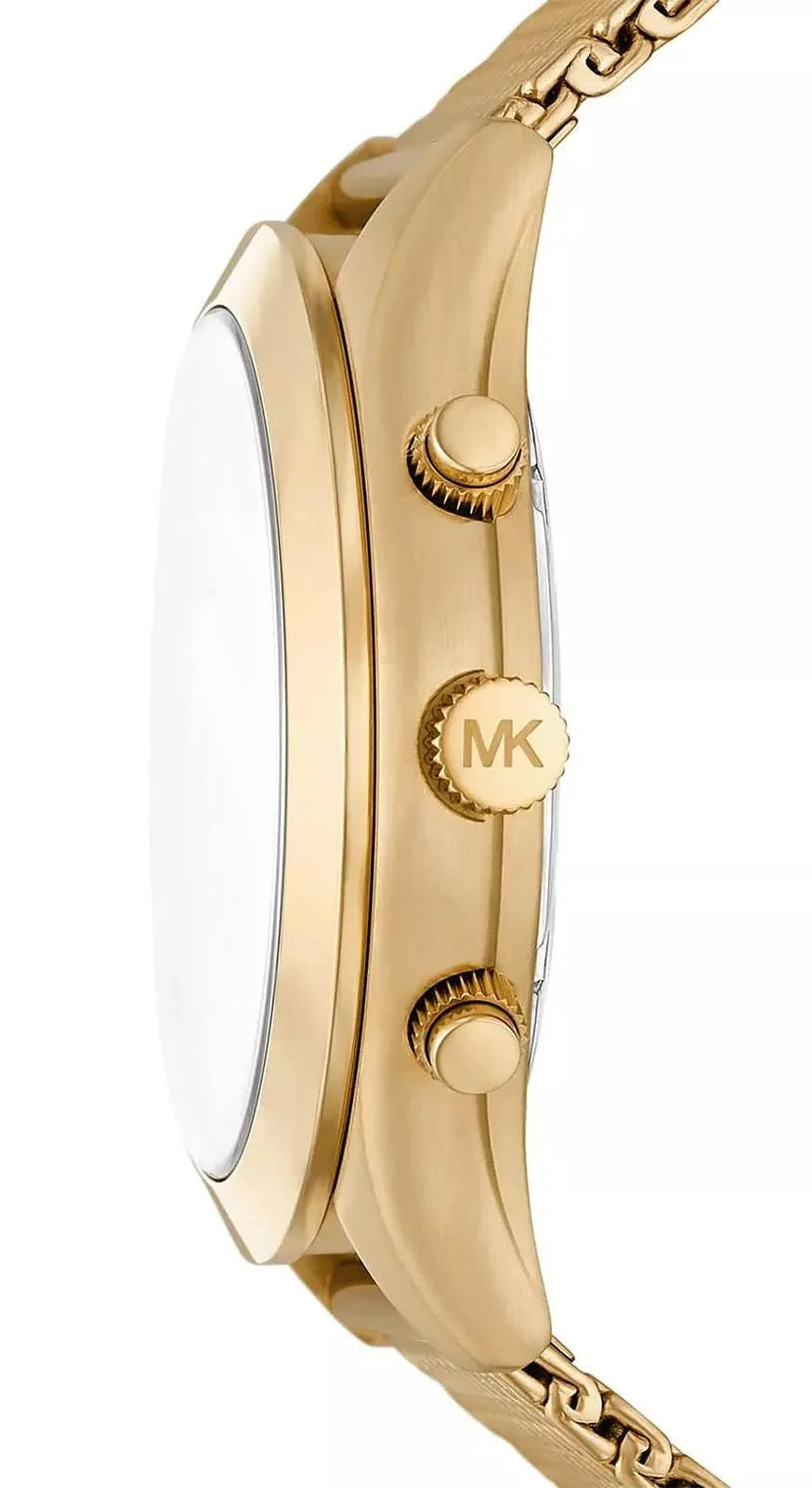 Michael Kors Slim Runway Chronograph Black Dial Gold Mesh Men's Watch - MK9057